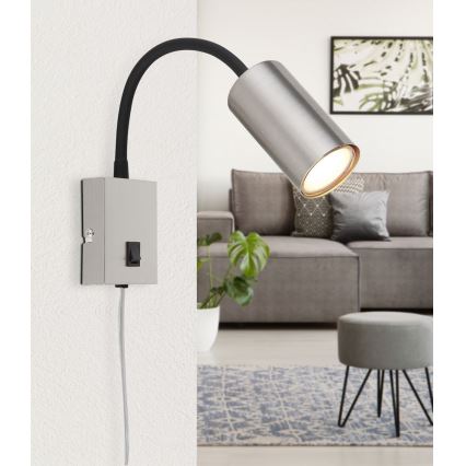 Globo - Fleksibilna zidna lampa 1xGU10/25W/230V crno/mat krom