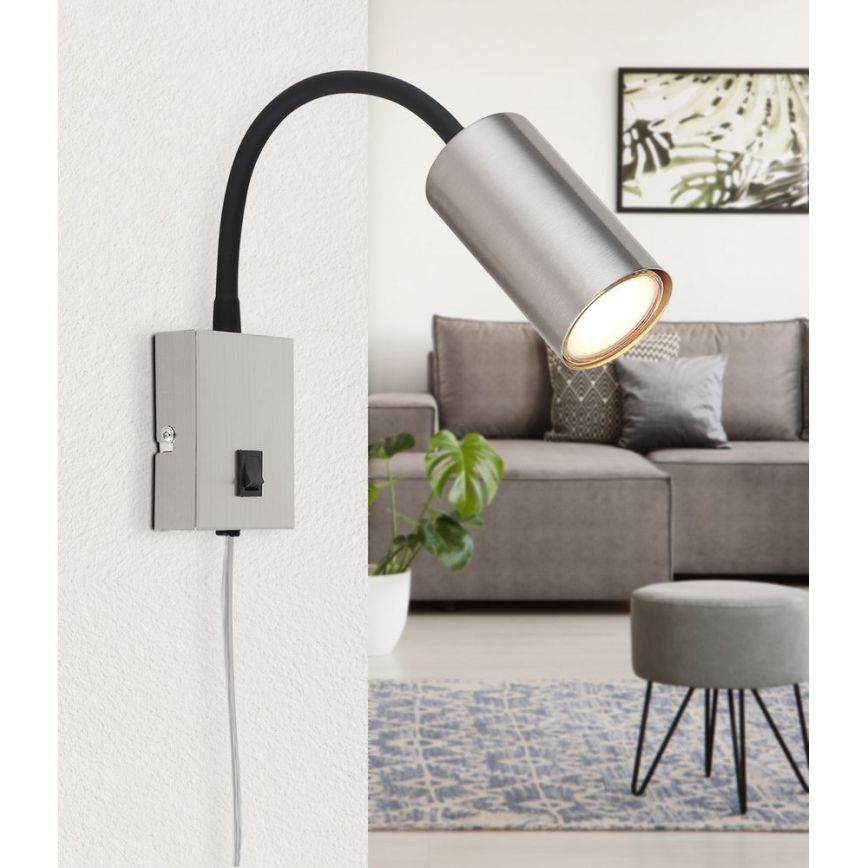 Globo - Fleksibilna zidna lampa 1xGU10/25W/230V crno/mat krom