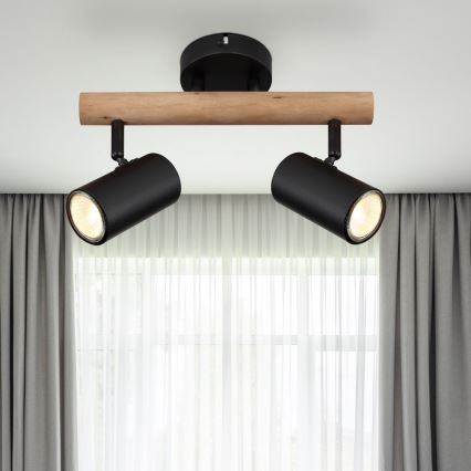 Globo - Reflektorska lampa 2xGU10/5W/230V drvo/metal