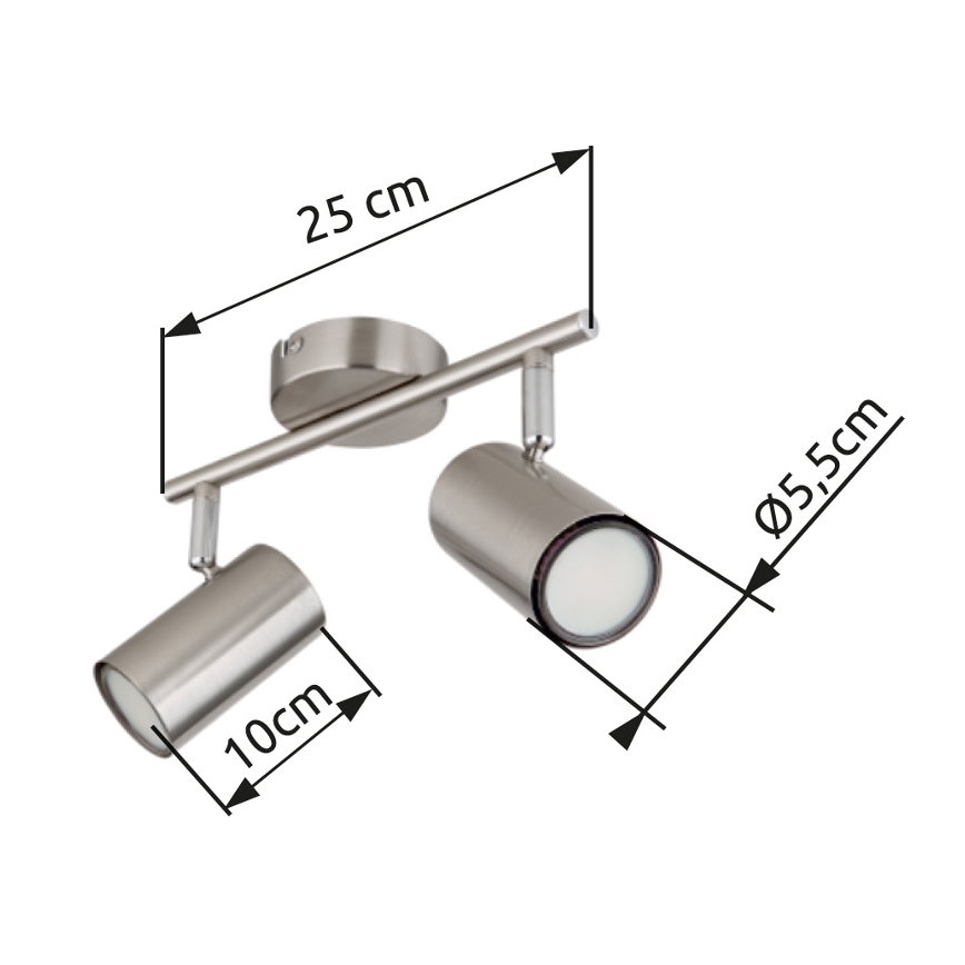 Globo - Reflektorska lampa 2xGU10/25W/230V mat krom