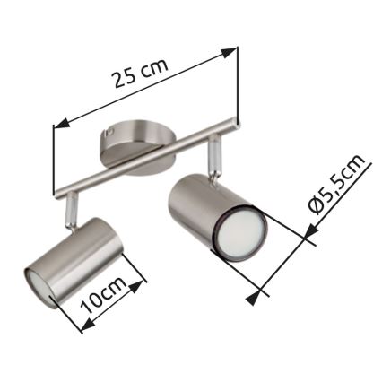 Globo - Spot svetiljka 2xGU10/25W/230V matni hrom