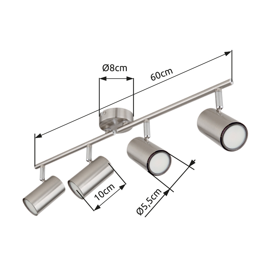 Globo - Reflektorska lampa 4xGU10/25W/230V mat krom