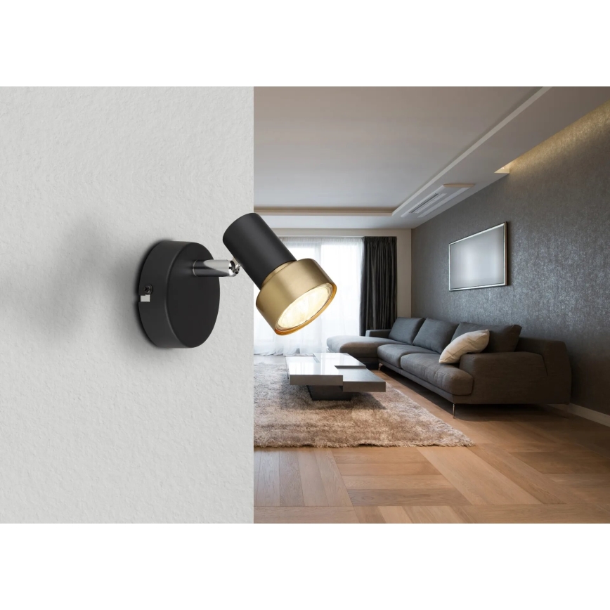 Globo - Zidna reflektorska lampa 1xGU10/25W/230V crno/zlatna
