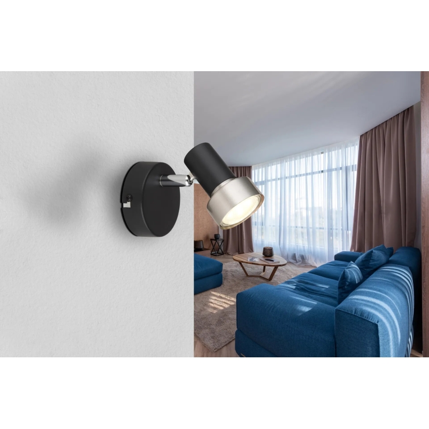 Globo - Zidna reflektorska lampa 1xGU10/25W/230V crno/srebrno