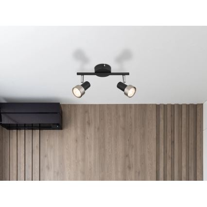 Globo - Reflektorska lampa  2xGU10/25W/230V crno/srebrno