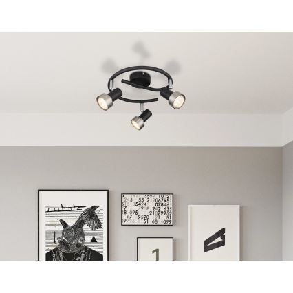 Globo - Reflektorska lampa  3xGU10/25W/230V crno/srebrno