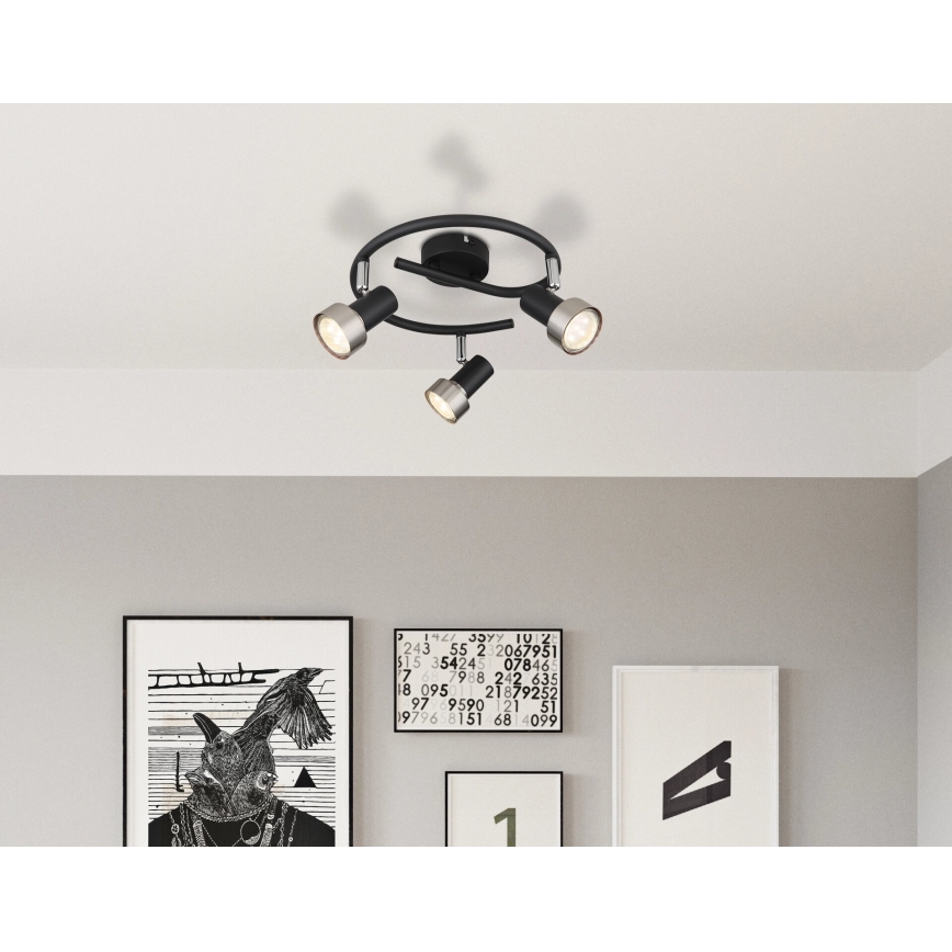 Globo - Reflektorska lampa  3xGU10/25W/230V crno/srebrno