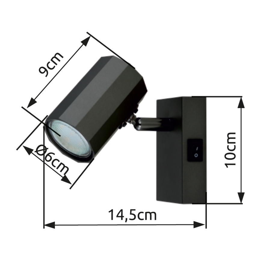 Globo - Zidna reflektorska lampa 1xGU10/25W/230V crno