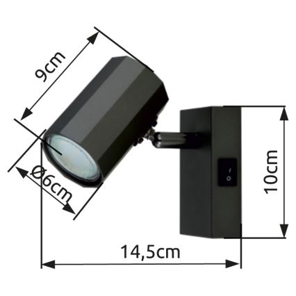 Globo - Zidno reflektorsko svetlo 1xGU10/25W/230V crna