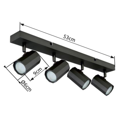 Globo - Reflektorska lampa 4xGU10/25W/230V crno