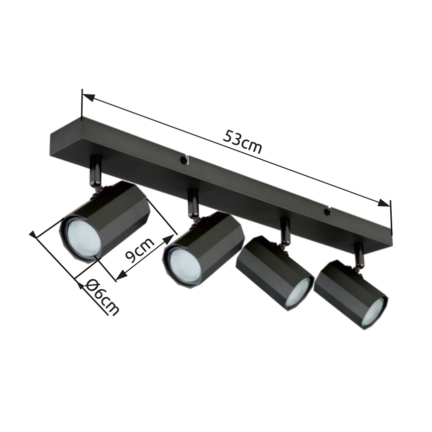 Globo - Reflektorska lampa 4xGU10/25W/230V crno