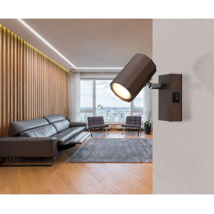 Globo - Zidna reflektorska lampa 1xGU10/25W/230V braon
