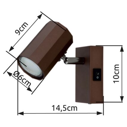 Globo - Zidna reflektorska lampa 1xGU10/25W/230V braon