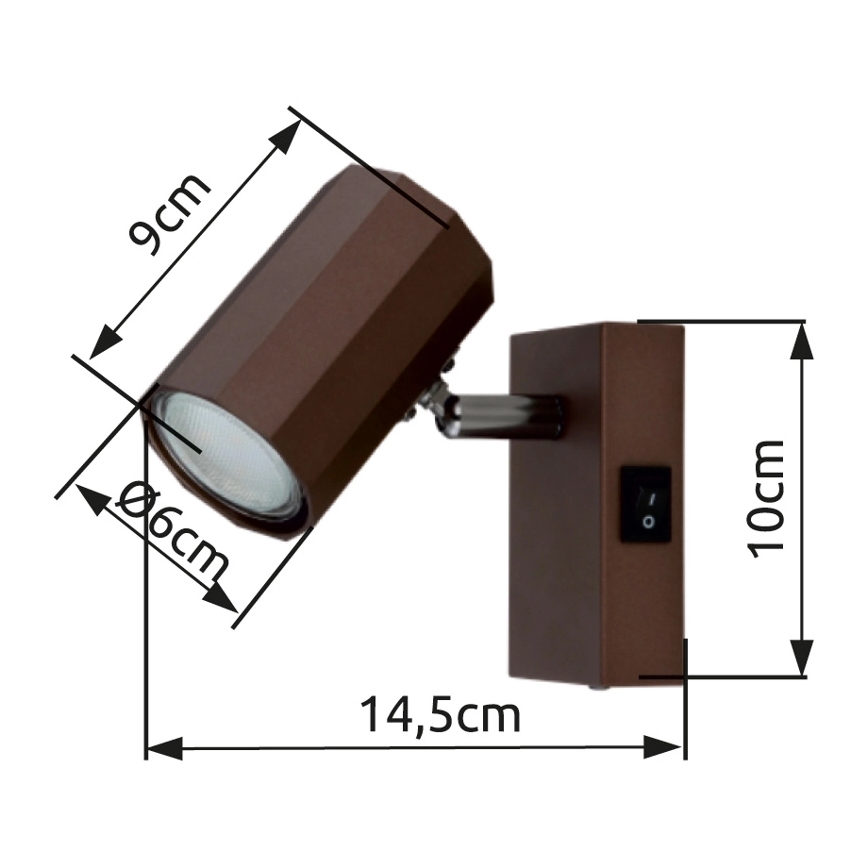 Globo - Zidna reflektorska lampa 1xGU10/25W/230V braon
