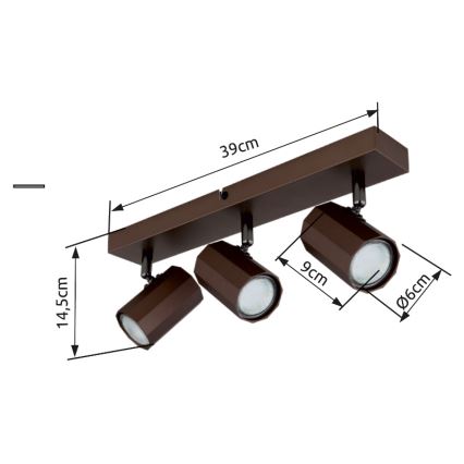 Globo - Reflektorska lampa 3xGU10/25W/230V braon