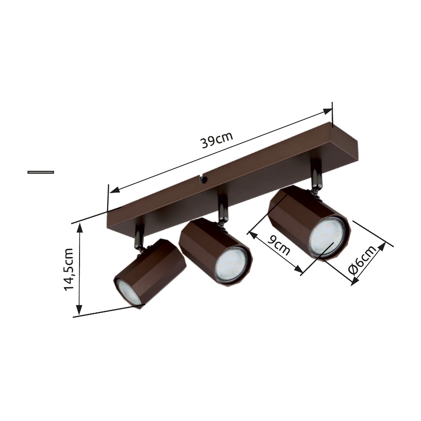 Globo - Reflektorska lampa 3xGU10/25W/230V braon