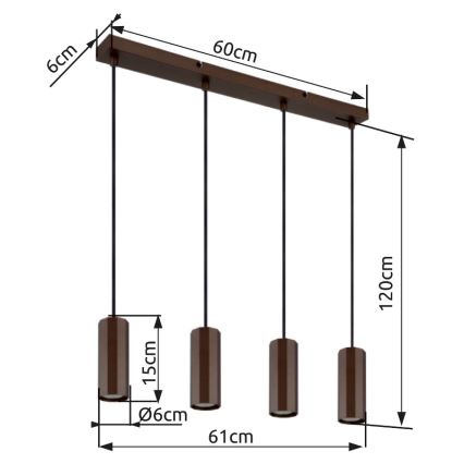 Globo - Luster na sajli 4xGU10/25W/230V braon