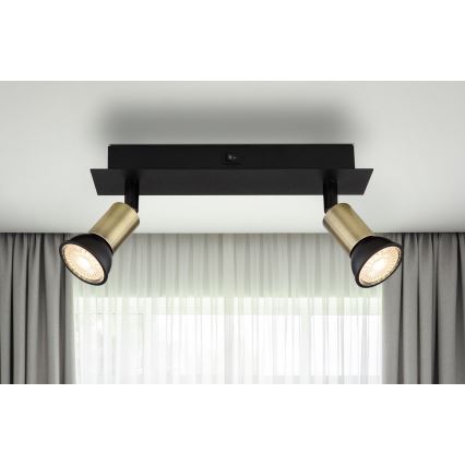 Globo - Reflektorska lampa 2xGU10/35W/230V crno/mesing