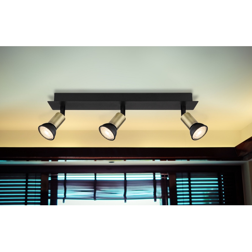 Globo - Reflektorska lampa 3xGU10/35W/230V crno/mesing