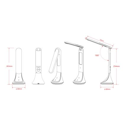 Globo - LED prigušiva punjiva stona lampa sa displejem LED/4W/230V 2200 mAh crna