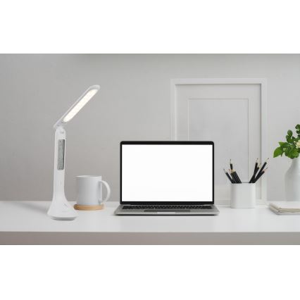 Globo - LED prigušiva punjiva stona lampa sa displejem LED/4W/230V 2200 mAh bela