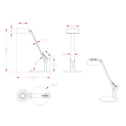 Globo - LED prigušiva dodirna stona lampa LED/8W/230V 3000/4000/6500K