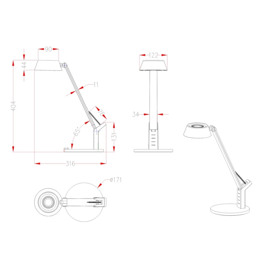 Globo - LED prigušiva dodirna stona lampa LED/8W/230V 3000/4000/6500K