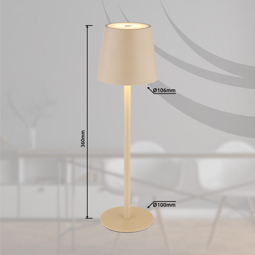 Globo - LED Prigušiva dodirna vanjska lampa LED/3W/3,7V IP44 1800 mAh USB bež