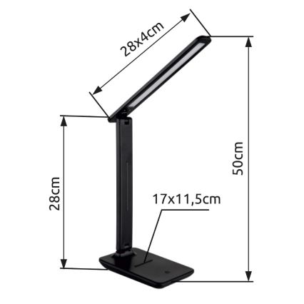 Globo - LED dodirna stona lampa, prigušiva, LED/5W/230V 2700/4000/6500K, crna