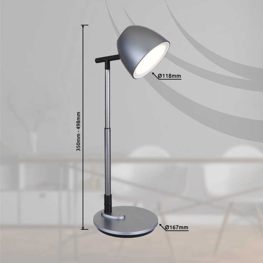 Globo - LED Prigušiva stona lampa na dodir LED/7,5W/230V 3000K/4000K/6500K sivo