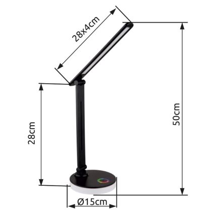 Globo - LED RGBW Prigušiva stona lampa na dodir LED/5W/230V + LED/2W 2700K/4000K/6500K crno