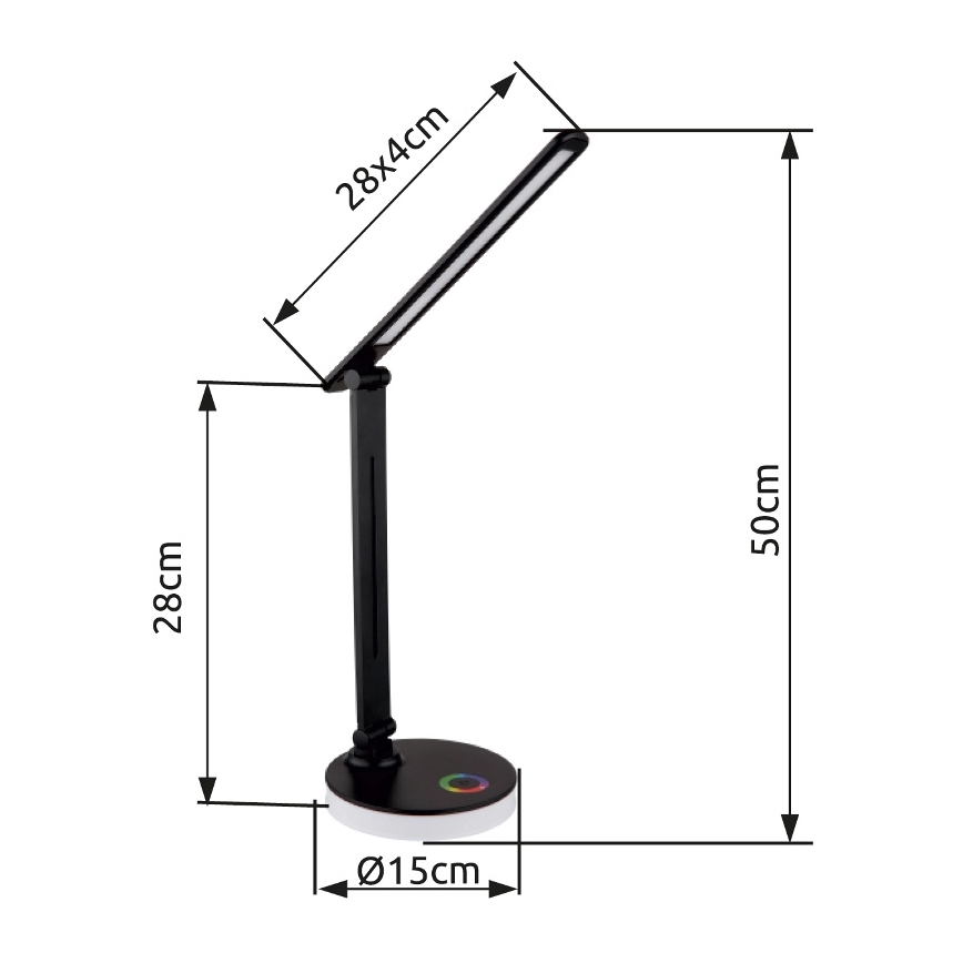 Globo - LED RGBW Prigušiva stona lampa na dodir LED/5W/230V + LED/2W 2700K/4000K/6500K crno