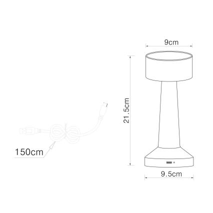 Globo - LED Prigušiva stona lampa na dodir LED/1W/3,7V 2700K/4000K/6500K 800 mAh USB zlatna