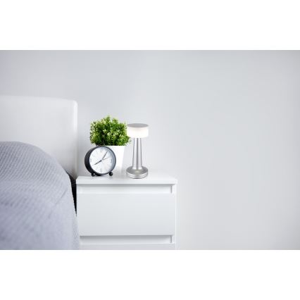 Globo - LED Prigušiva stona lampa na dodir LED/1W/3,7V 2700K/4000K/6500K 800 mAh USB mat krom