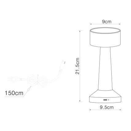Globo - LED Prigušiva stona lampa na dodir LED/1W/3,7V 2700K/4000K/6500K 800 mAh USB mat krom