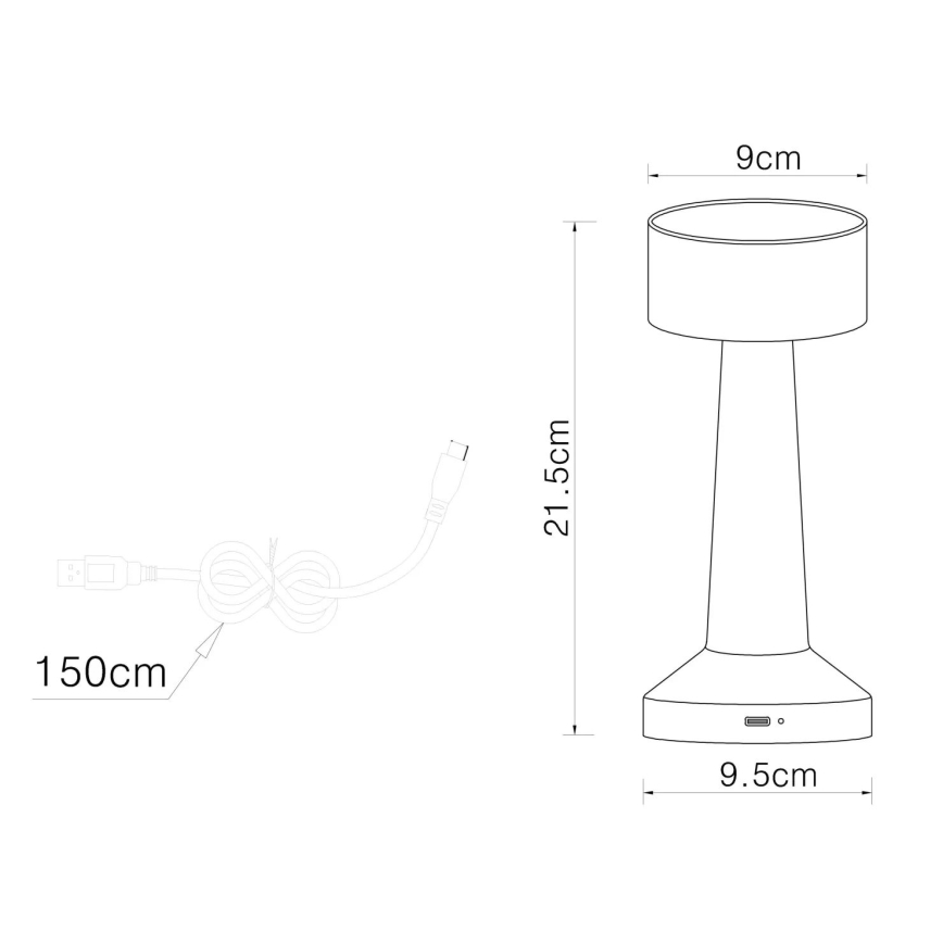 Globo - LED Prigušiva stona lampa na dodir LED/1W/3,7V 2700K/4000K/6500K 800 mAh USB mat krom