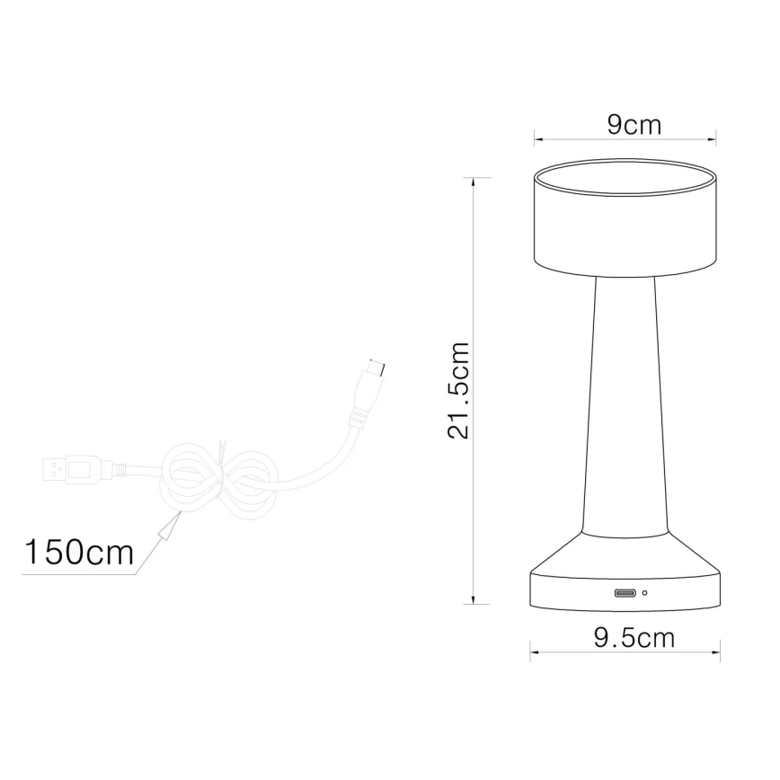 Globo - LED Prigušiva stona lampa na dodir LED/1W/3,7V 2700K/4000K/6500K 800 mAh USB bela