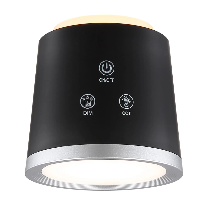 Globo - LED Prigušiva stona lampa na dodir 4u1 LED/6W/3,7V 3000K/4000K/6500K 1500 mAh USB crno