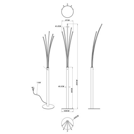 Globo - LED prigušiva dodirna podna lampa LED/36W/230V crna