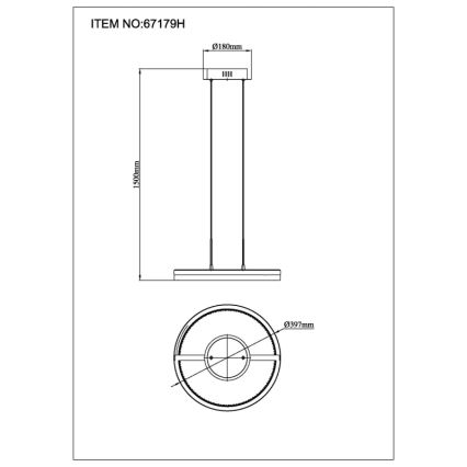 Globo - LED luster na sajli, LED/40W/230V, 3000/4000/6000K, prečnik 39,7 cm