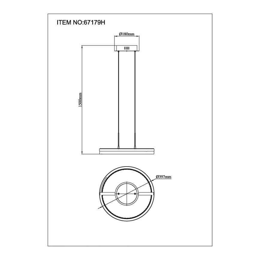 Globo - LED luster na sajli, LED/40W/230V, 3000/4000/6000K, prečnik 39,7 cm