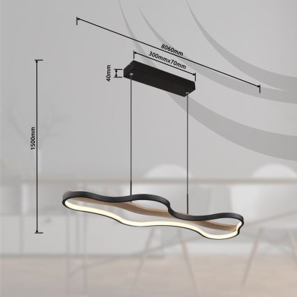 Globo - LED Prigušivi luster na sajli LED/30W/230V 2700-6000K + Daljinski upravljač