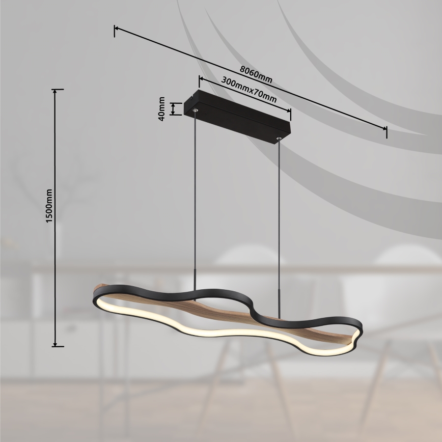 Globo - LED Prigušivi luster na sajli LED/30W/230V 2700-6000K + Daljinski upravljač