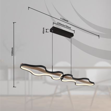Globo - LED Prigušivi luster na sajli LED/36W/230V 2700-6000K + Daljinski upravljač