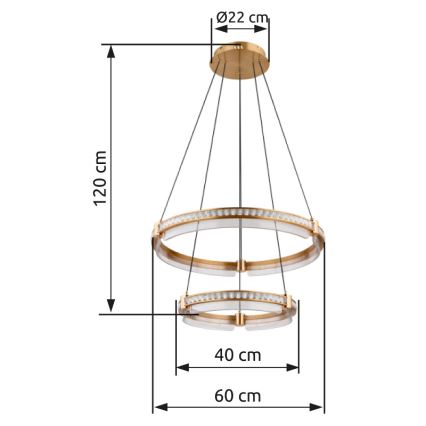 Globo - LED Prigušivi kristalni luster na sajli LED/78W/230V 2700K-6000K + Daljinski upravljač
