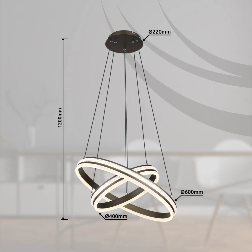 Globo - LED Prigušivi luster na sajli LED/60W/230V 2700K-6000K + Daljinski upravljač