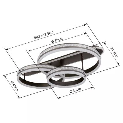 Globo - LED Prigušiva plafonjera LED/75W/230V 2700K-6000K + Daljinski upravljač