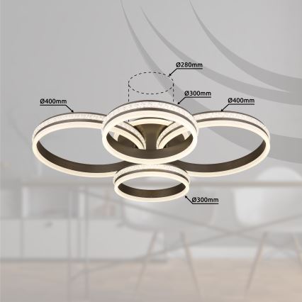 Globo - LED Prigušiva plafonjera LED/90W/230V 2700K-6000K + Daljinski upravljač