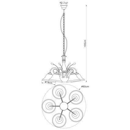 Globo - Luster na lancu 5xE27/60W/230V
