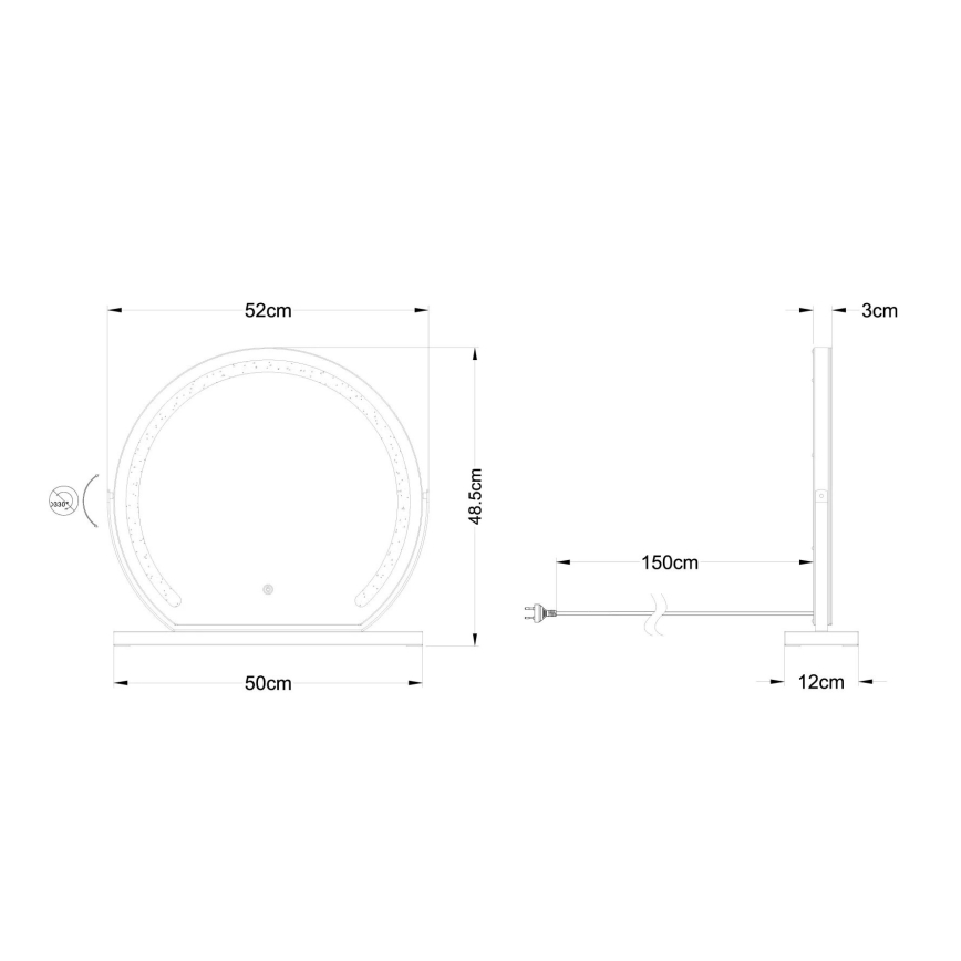 Globo - LED Prigušivo zidno ogledalo sa pozadinskim osvetljenjem LED/10W/230V 2700/4000/6500K 12x48,5 cm